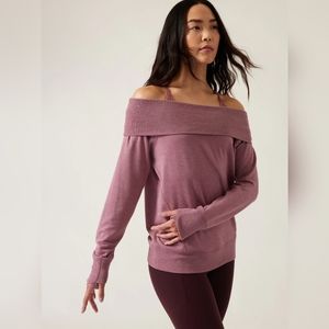 Athleta Studio Barre Sweatshirt Dark Sugarplum Heather XS NWOT
